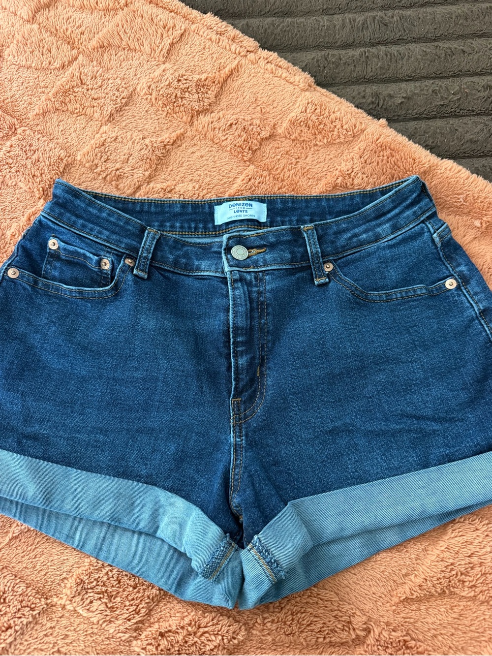 Levi's Dark Blue Rolled Hem Denim Shorts